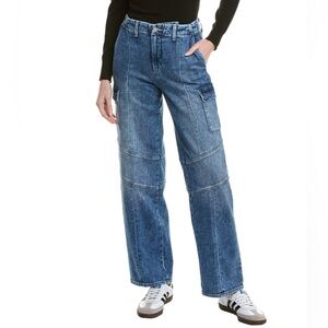 L’AGENCE Women’s Cargo Jeans Size 30 Blue Straight Leg Utility Denim Made USA